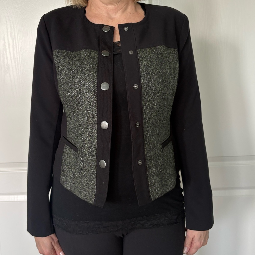 Vintage CAbi Black and Gray/ Green Blazer